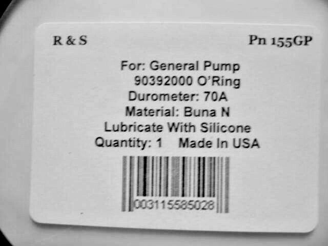 General Pump 90392000 O-ring / R&S 155GP / Buna N Material