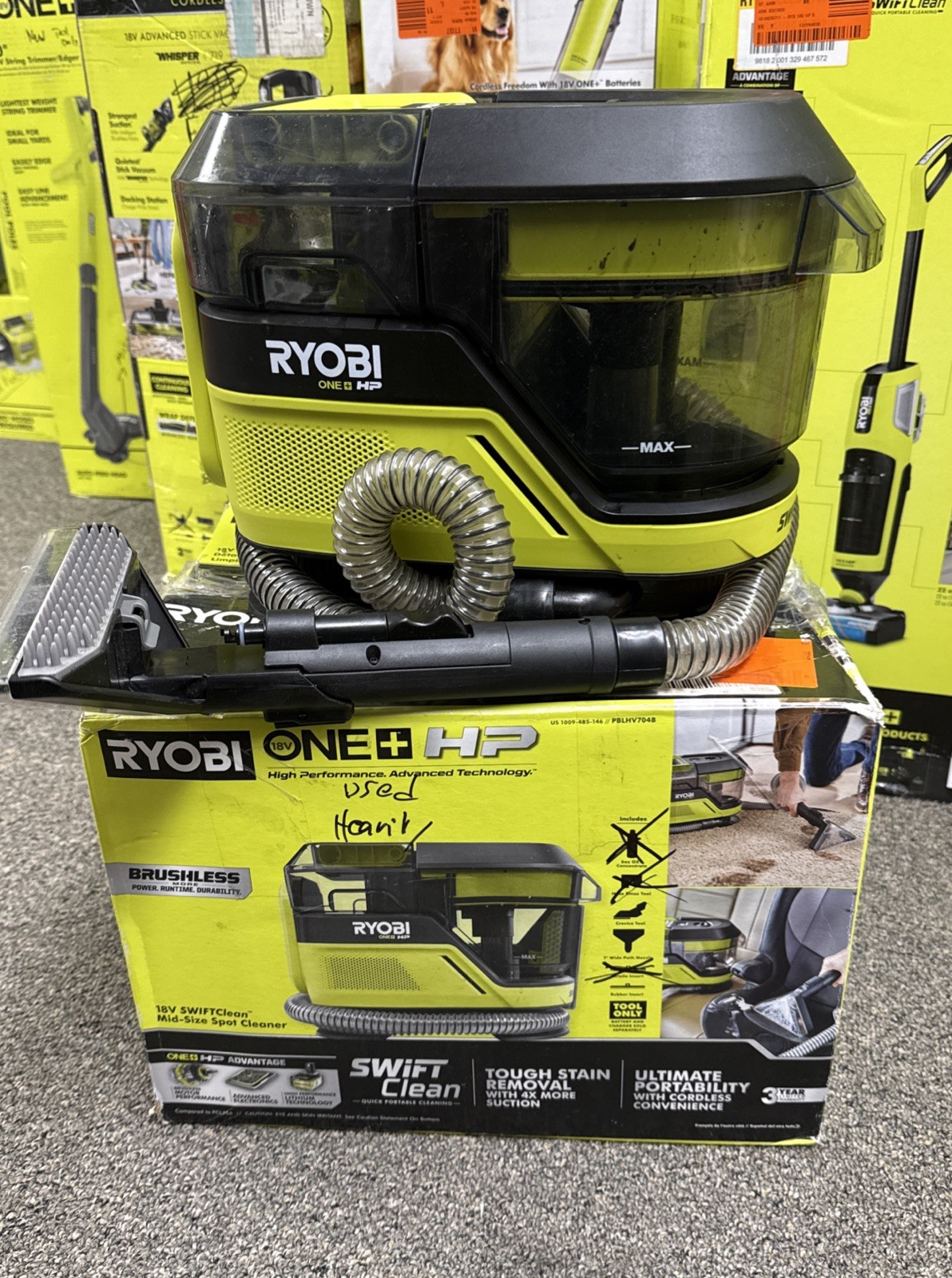 RYOBI HP 18V Brushless SWIFTClean Mid-Size Spot Cleaner FOR PARTS **READ**