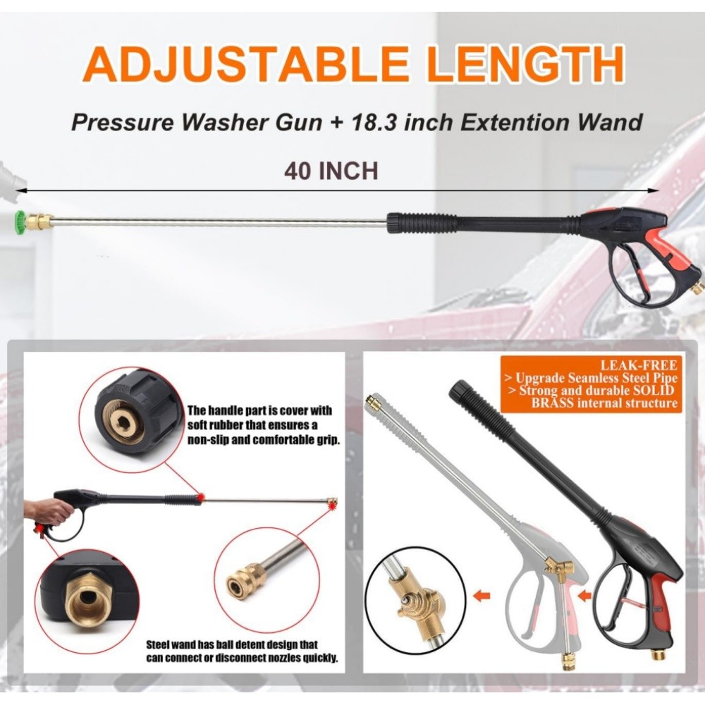 4000PSI High Pressure Power Washer Spray Gun Lance 7pcs Spray Nozzles Tips Kit