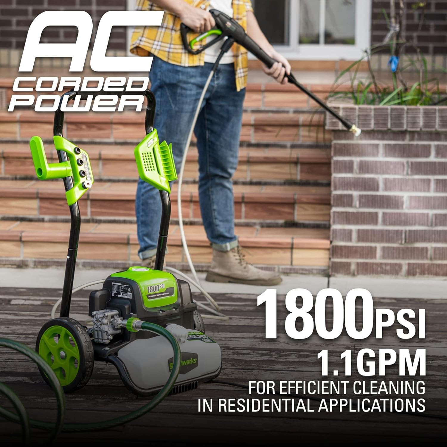 1800 PSI 1.2 GPM Pressure Washer (Open Frame) PWMA Certified