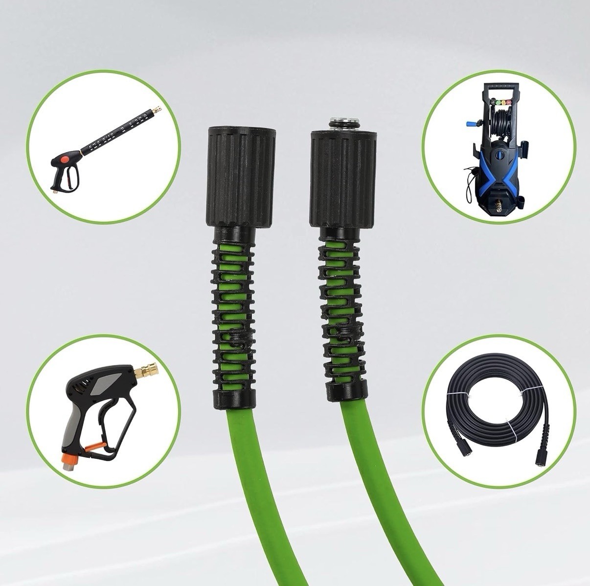 PWACCS Pressure Washer Hose 50 FT x 1/4″, Power Washer Hose Kink Resistant 3600