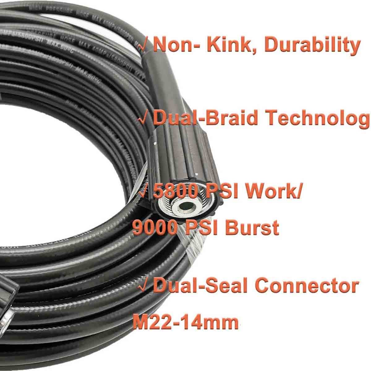 26-50FT High Pressure Washer Hose+turbine nozzle+High pressure water gun