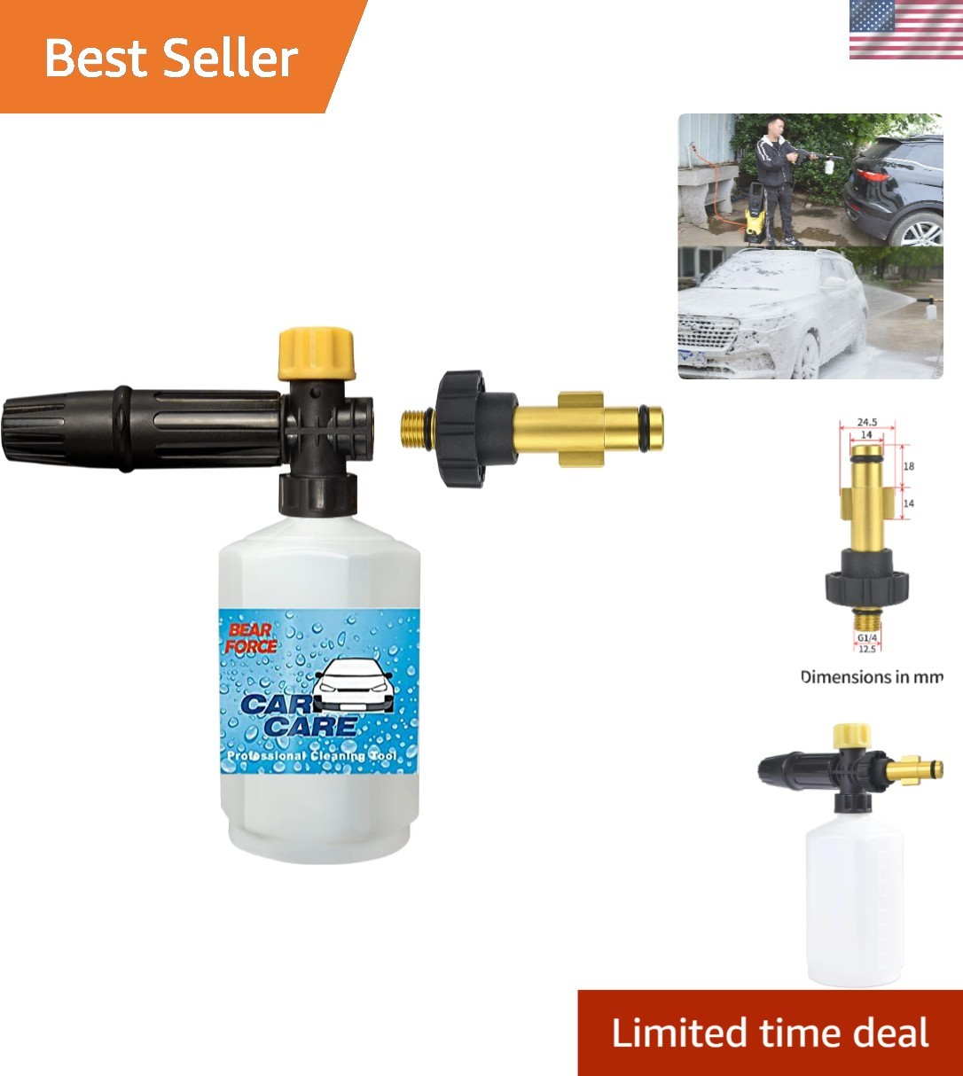 Electric Pressure Washer Foam Cannon – Thick Snow Foam with Low Soap Usage