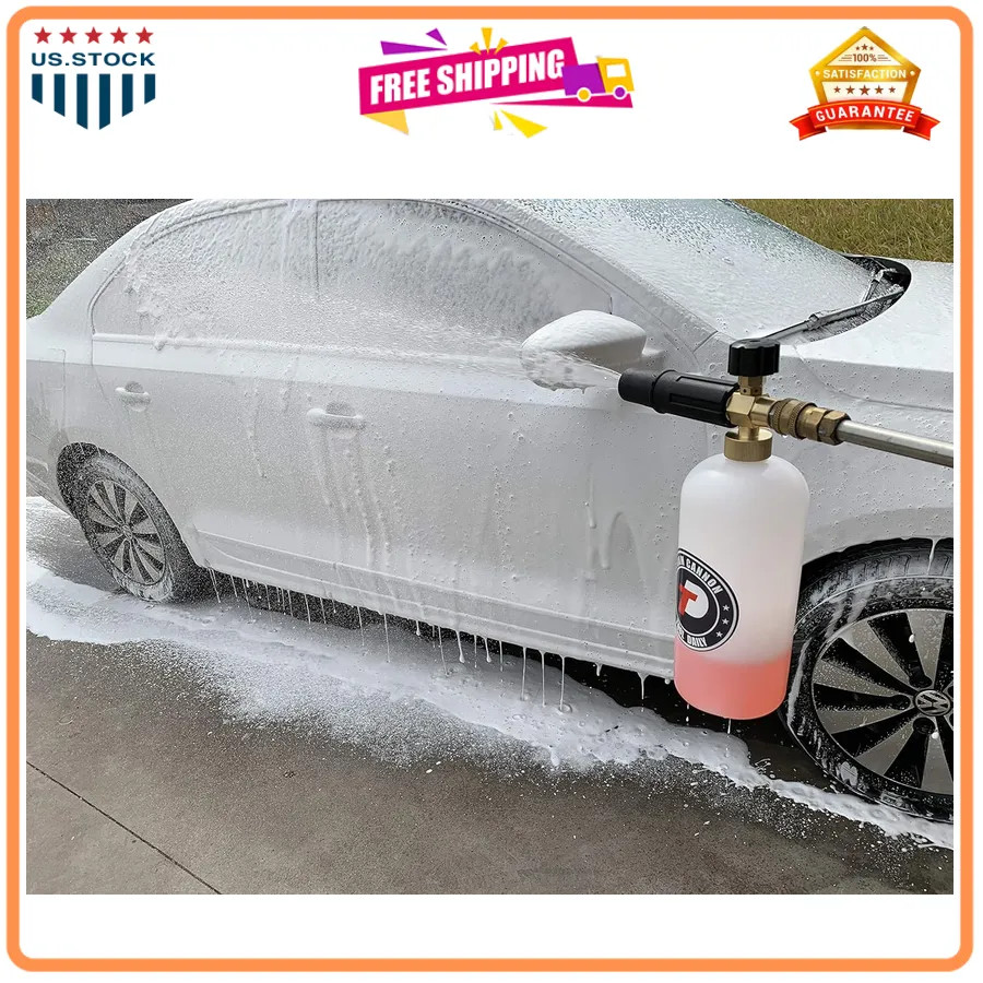 Foam Cannon with 1/4 Inch Quick Connector 1 Liter and 5 Pressure Washer Nozzl…