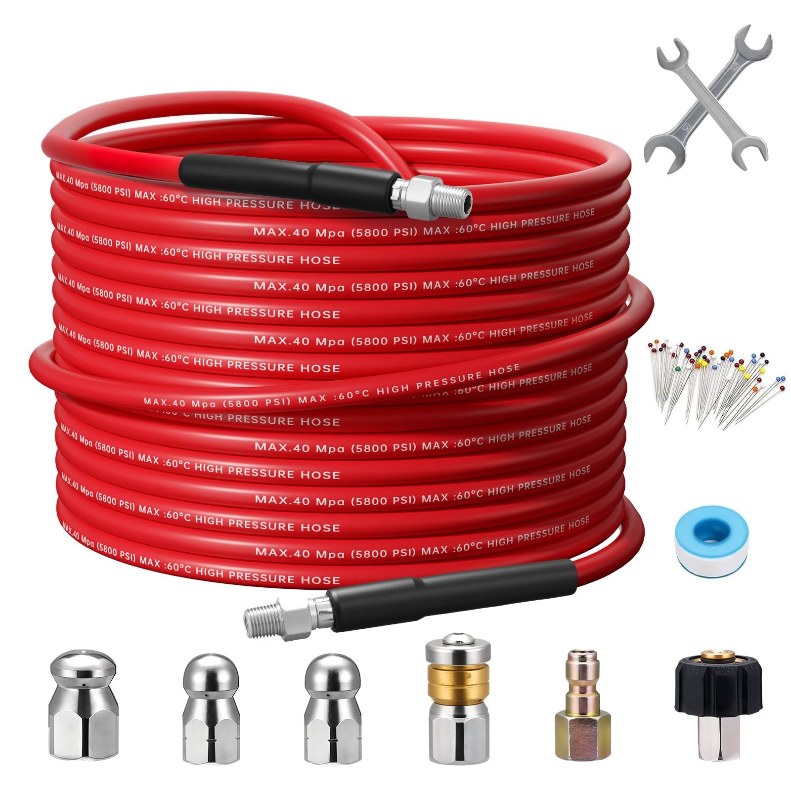 AOPUETRX Sewer Jetter Kit for Pressure Washer,1/4 Inch NPT Corner Max Working…