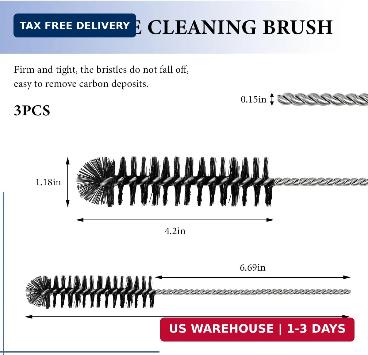 3PCS Carbon Dirt Cleaning Brush, Carburetor Cleaner Density Nylon Tube Brush for