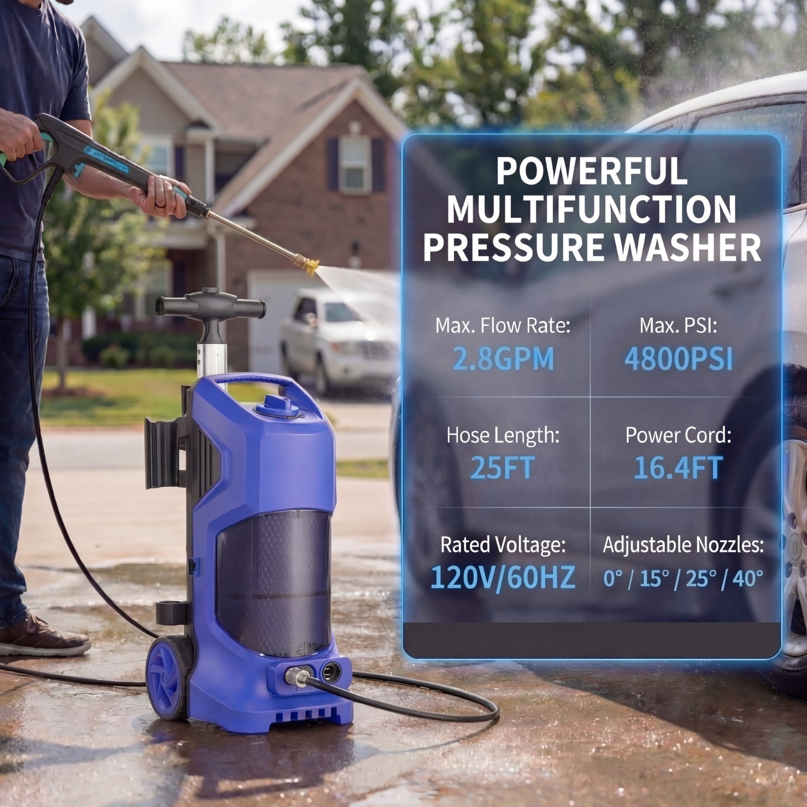 Electic Pressure Washer Power Washer 5000PSI MAX 2.8GPM