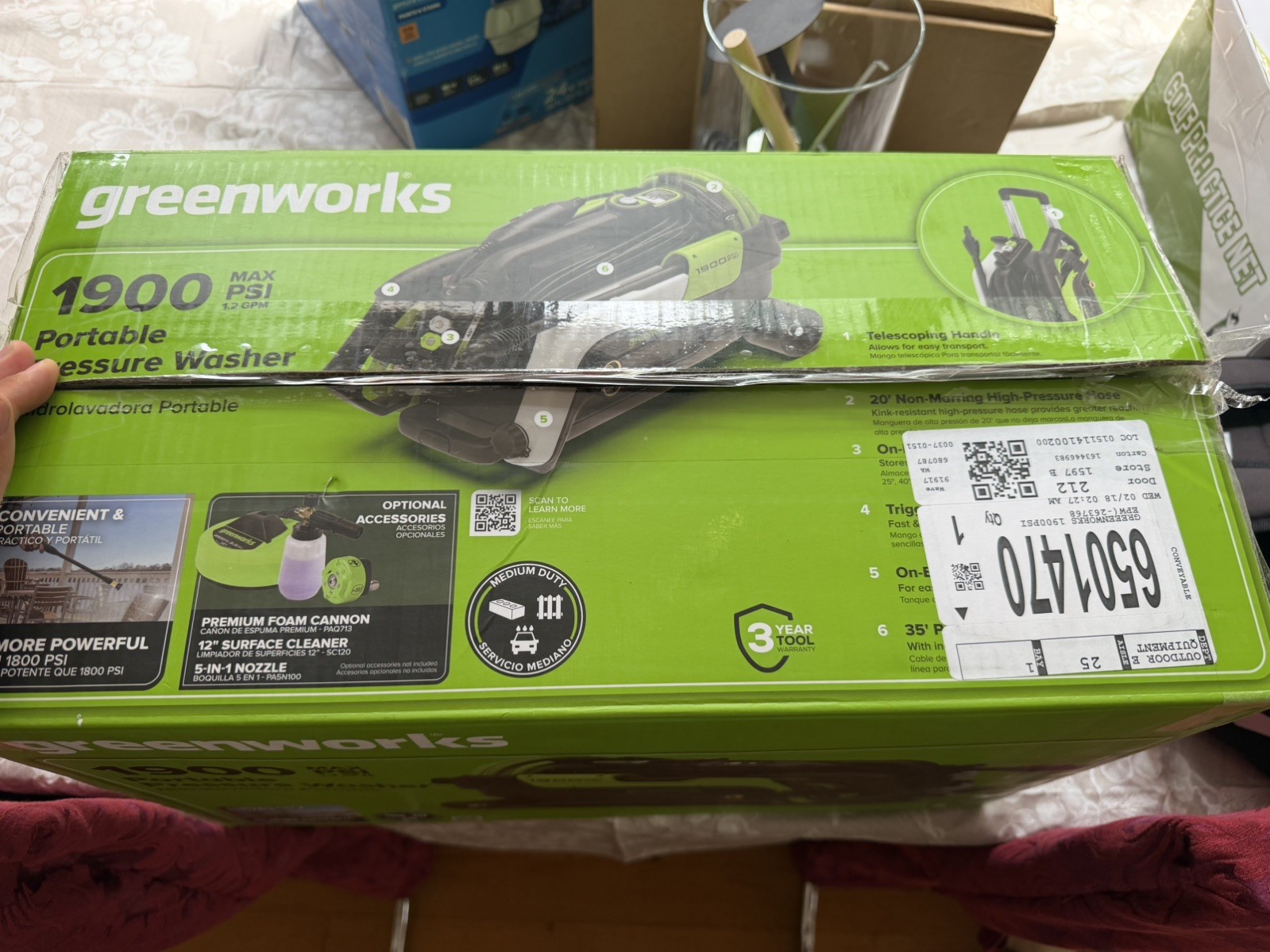 Greenworks 1900-PSI 1.2-GPM Cold Water Electric Pressure washer with Spray Tips