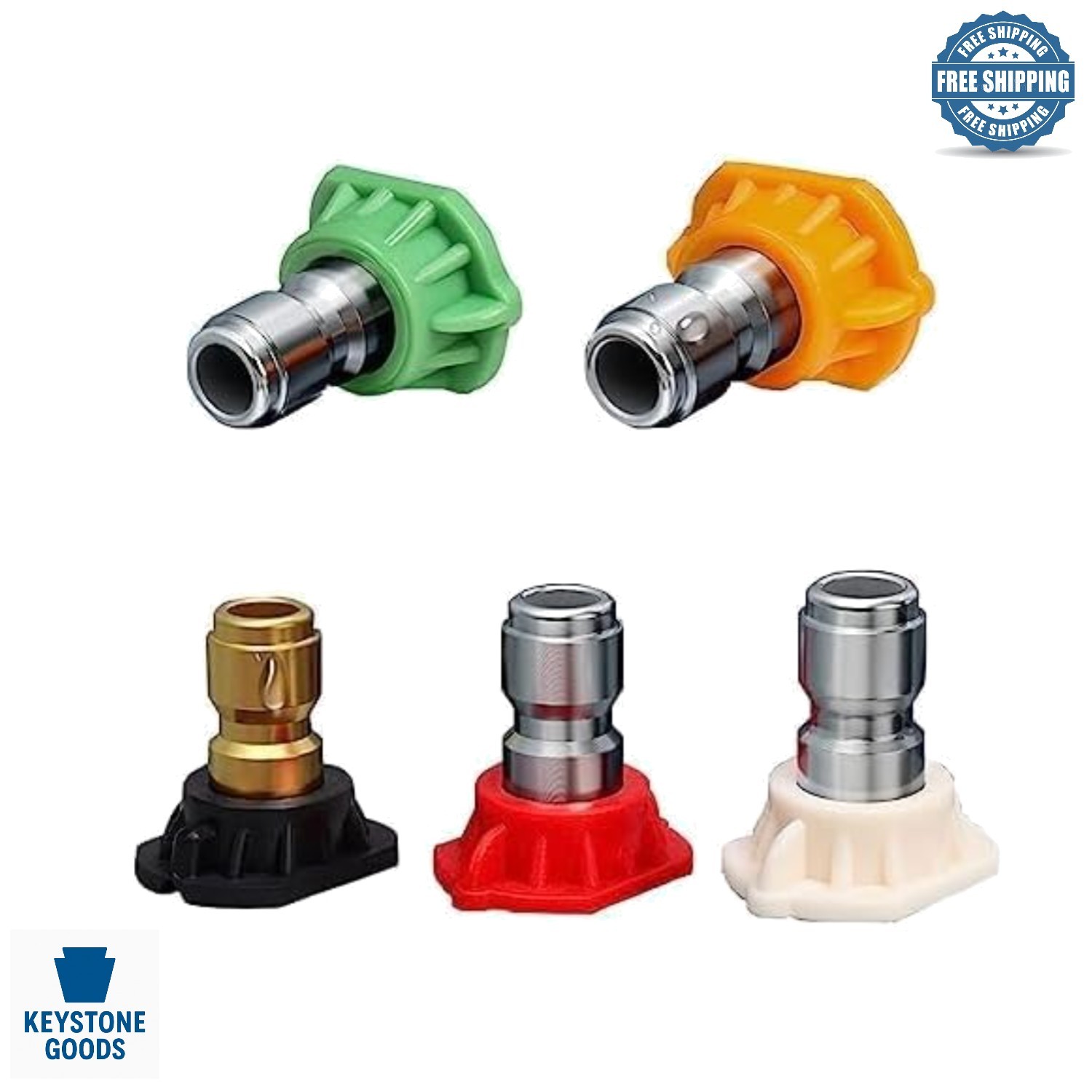 5-Piece Pressure Washer Nozzle Tips Set – Multi-Angle Spray, Quick-Connect, U…