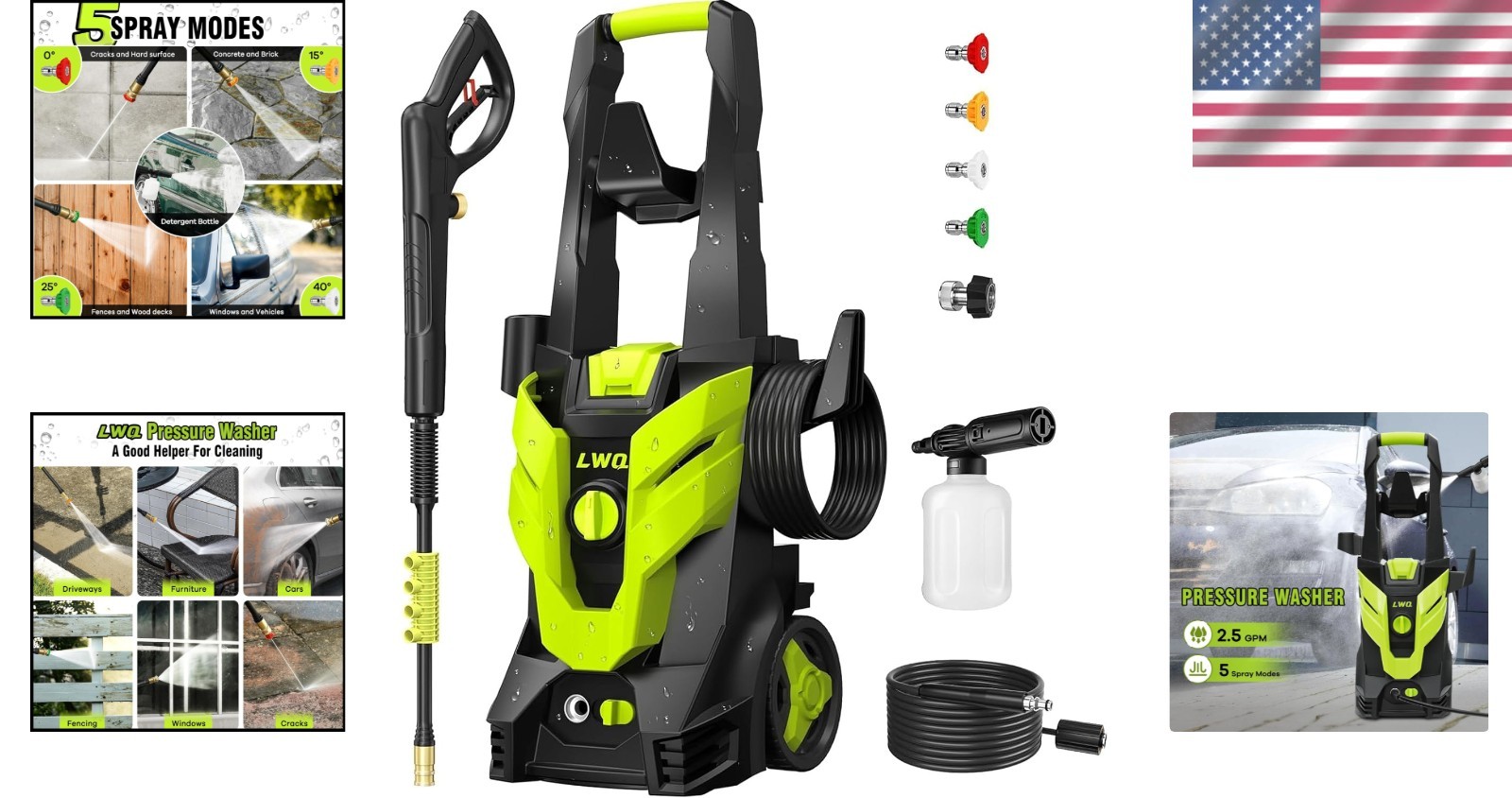 Efficient 2030 PSI Pressure Washer – Versatile Cleaning for Cars, Patios & More