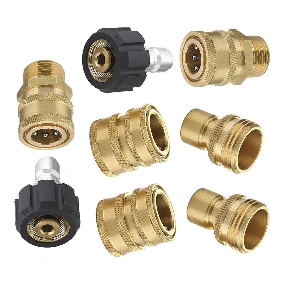 9Pc Pressure Washer Adapter Set Quick Disconnect Kit M22 Swivel to 3/8” Connect