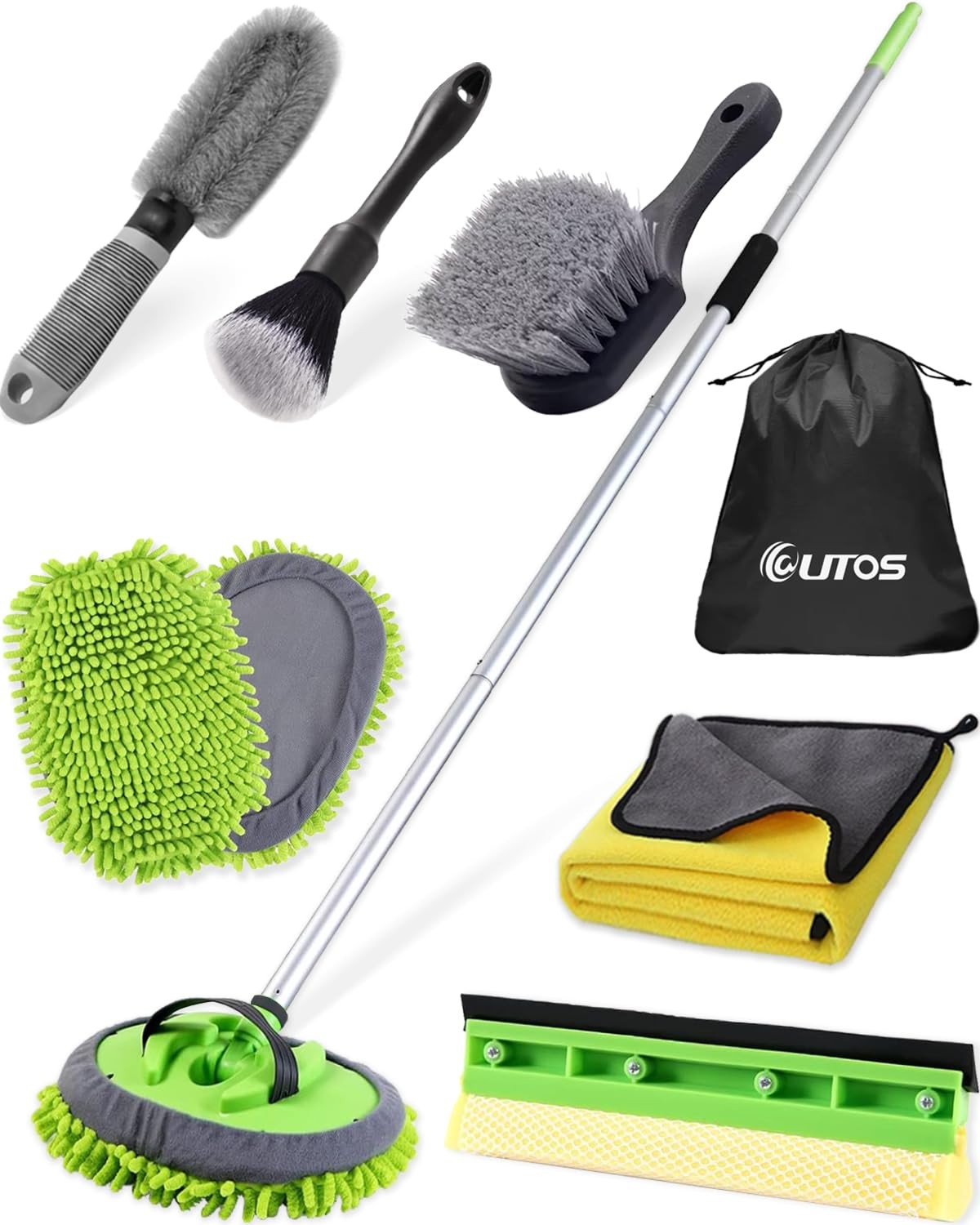 @utos 8Pcs Car Wash Kit, 62’’ Brush With Long Handle, Kit
