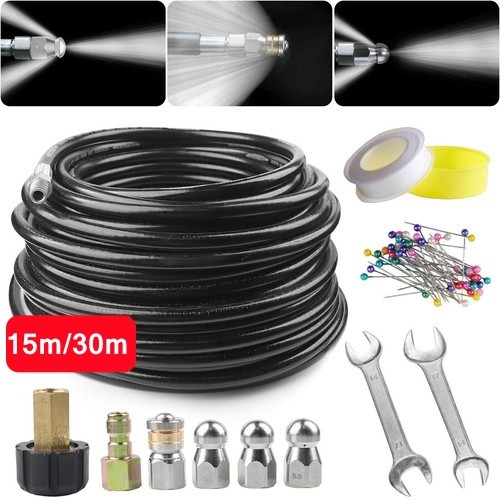 50/100ft Sewer Jetter Pressure Washer 5800PSI Hose Kit Clean Plumbing Drain Pipe