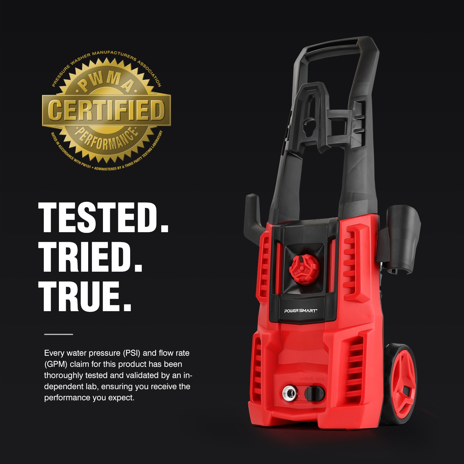 PowerSmart 1850PSI Electric High Pressure Washer, 1.8GPM, 23ft Extended Hose