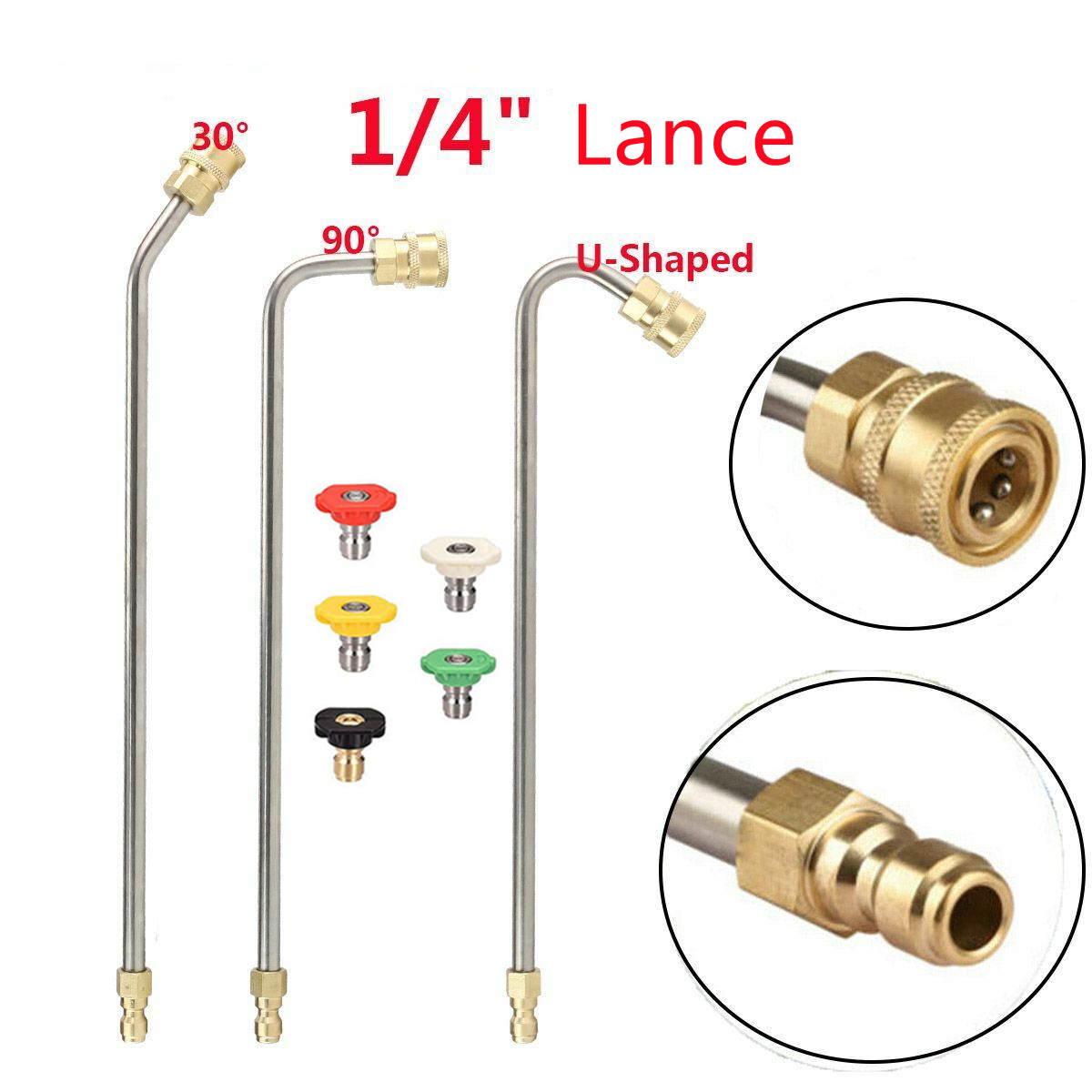 High Pressure Washer Gun Extension Wand Lance Gutter Cleaner 1/4 Quick Spray Rod