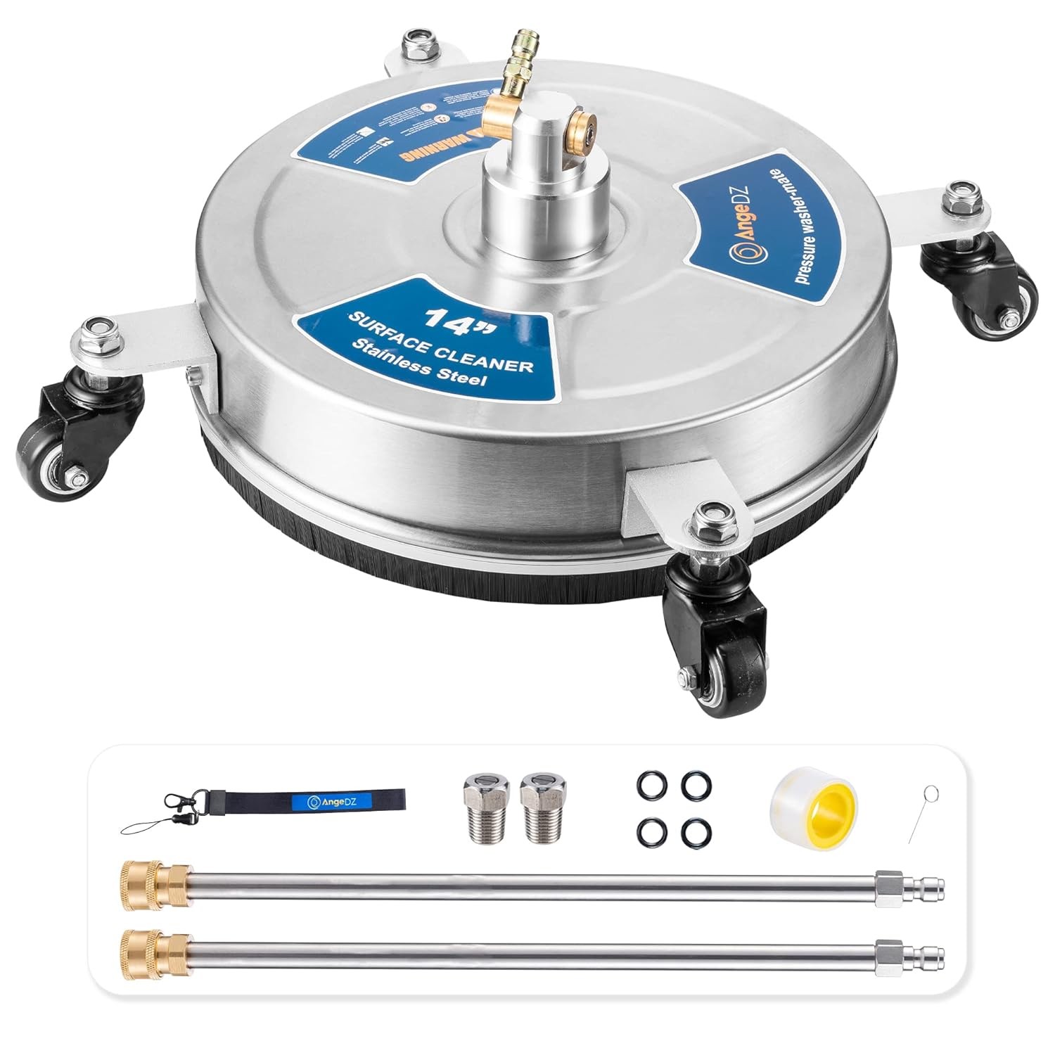 14 inch Pressure Washer Surface Cleaner with 4 Wheels 1/4 Quick Connect Plug