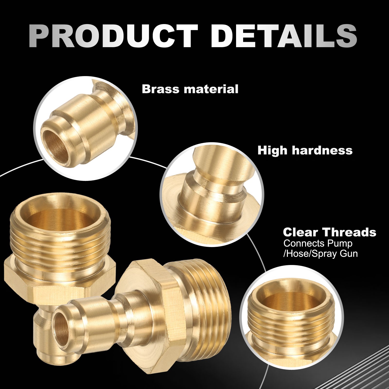 2Pcs Pressure Washer Adapter, 1/4″ Male Quick Plug to M22 15mm Female Brass