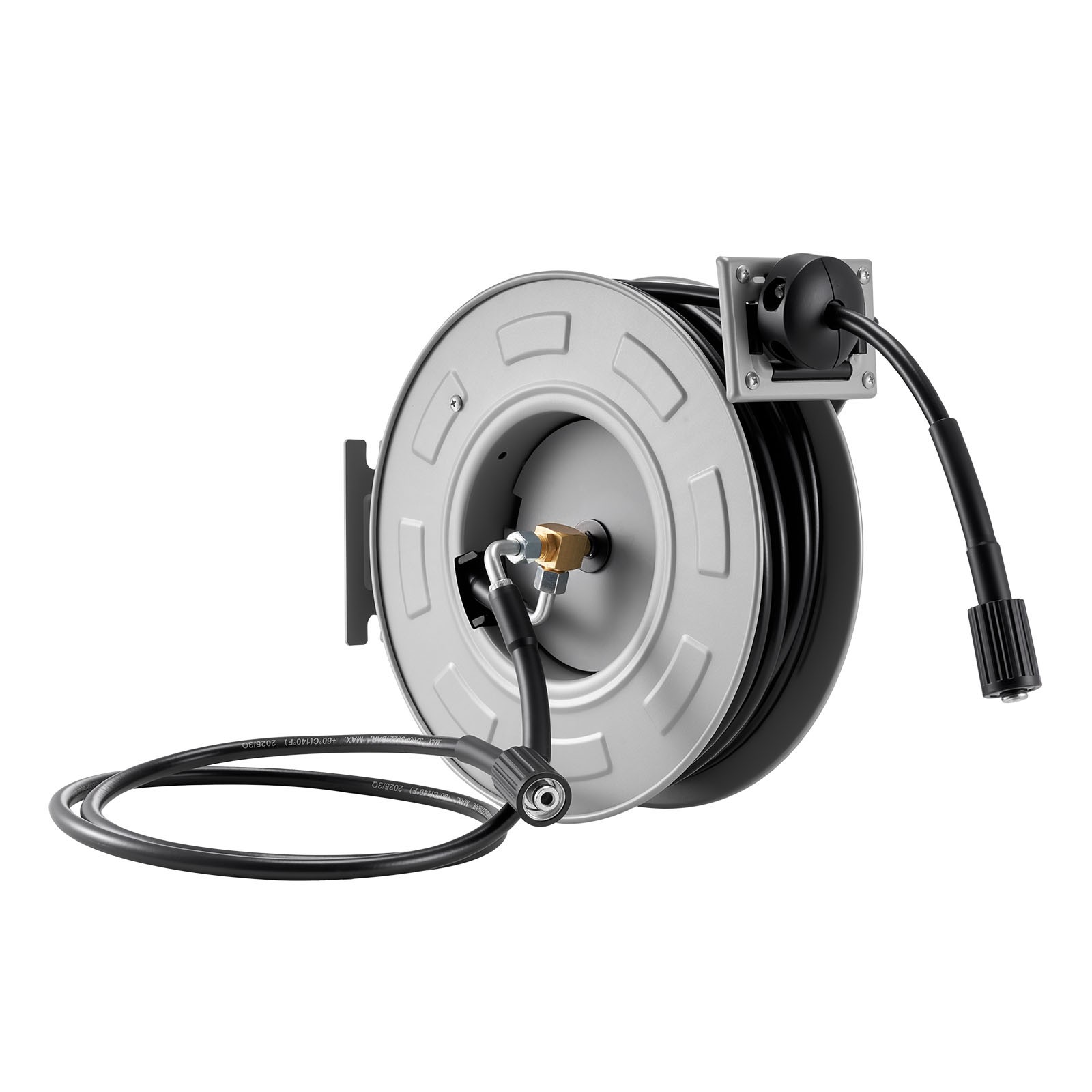 Uimoso Retractable 65ft Pressure Washer Hose Reel, 1/4in, 3200PSI Auto-Rewind