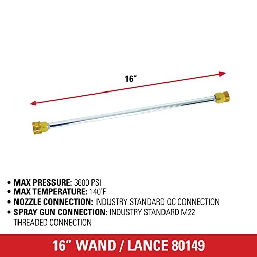 Simpson Cleaning 80149 Universal 16-Inch Pressure Washer Wand for Cold Water Use