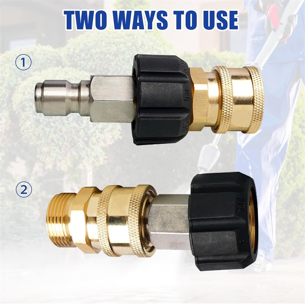 2 pack Pressure Washer Adapter Set, M22 (M22-14MM) to 3/8” Quick Connect US