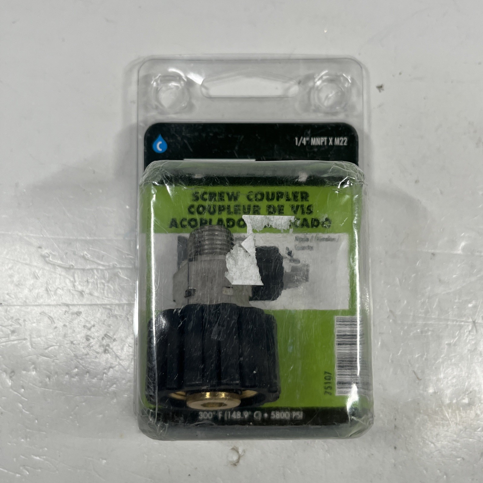 Forney 75107 Pressure Washer SCREW COUPLING Hose Connector M22F to 1/4″ MALE NPT