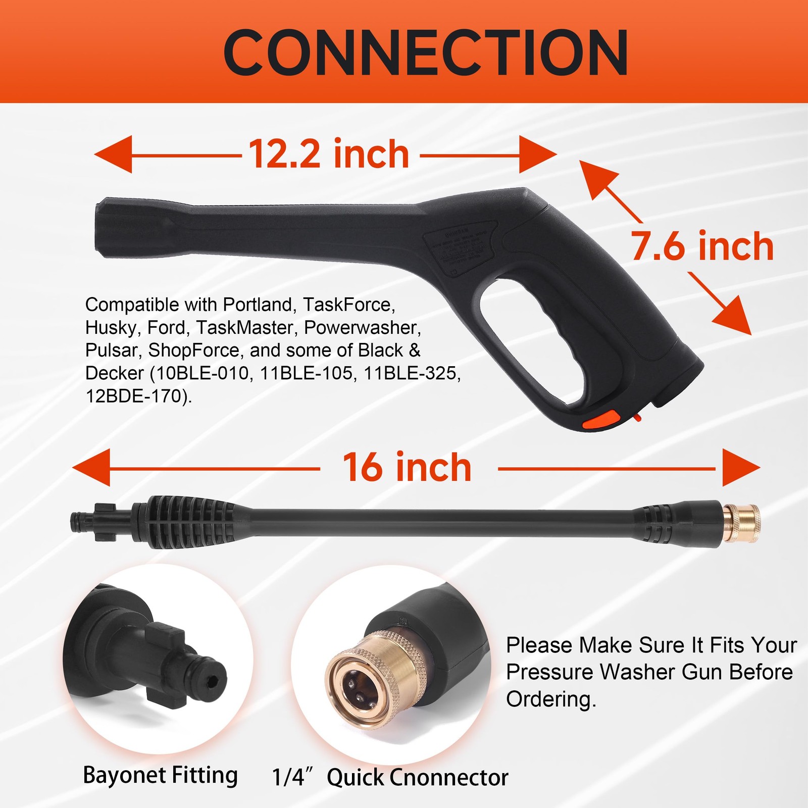 Pressure Washer Gun Kit, Replacement Extension Wand with Nozzle Compatible Some