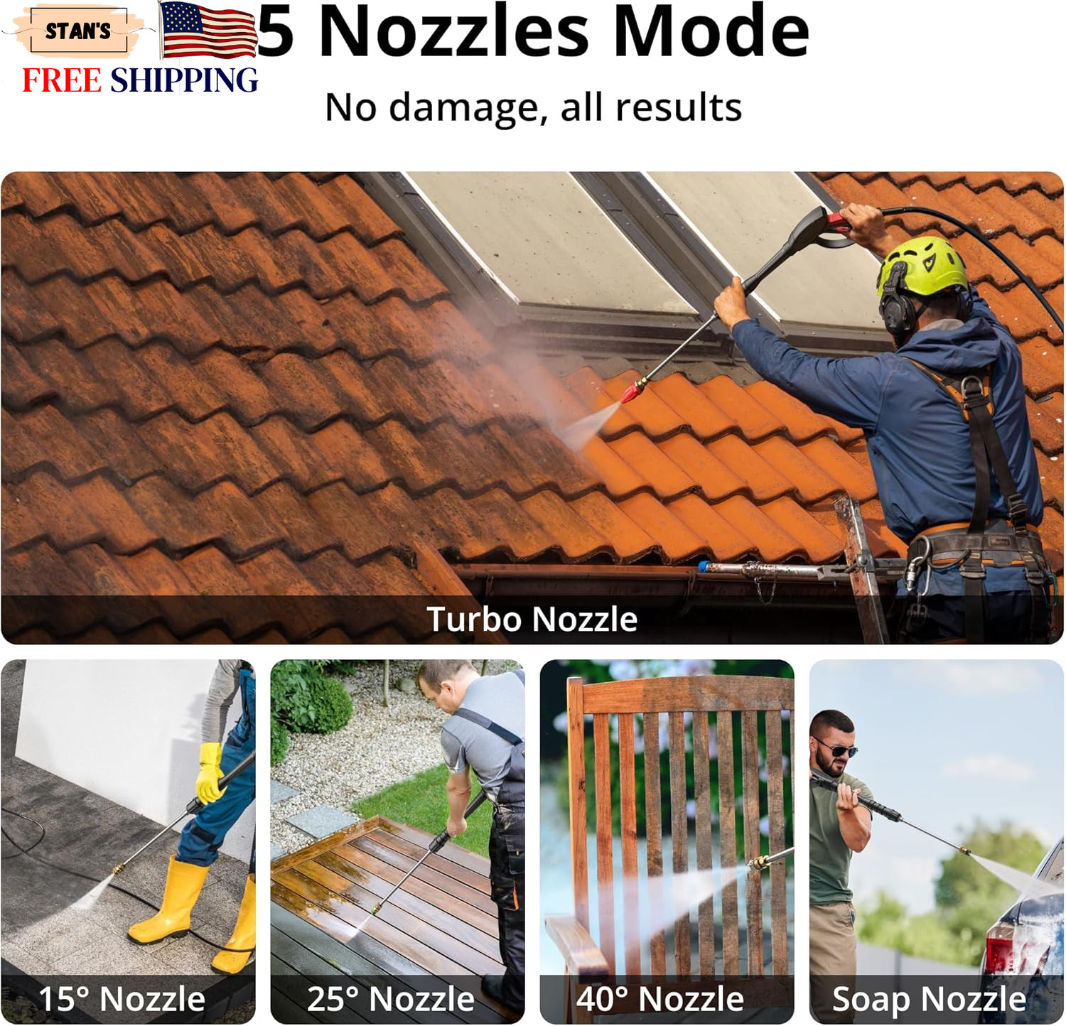 2800 PSI Electric Pressure Washer with Foam Tank & 5 Nozzles Portable Cleaner
