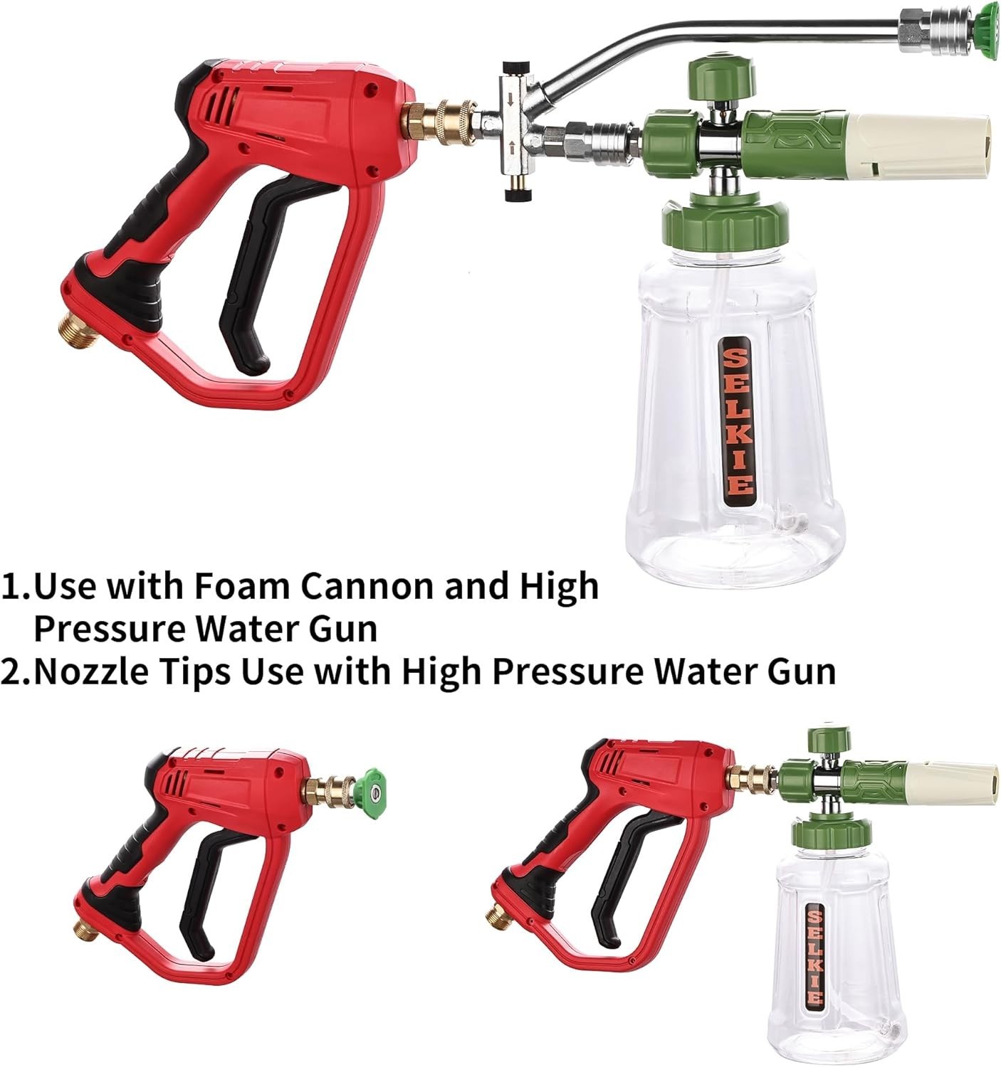 Foam Cannon with Dual Connector, Adjustable Pressure Washer Foam Blaster, 5