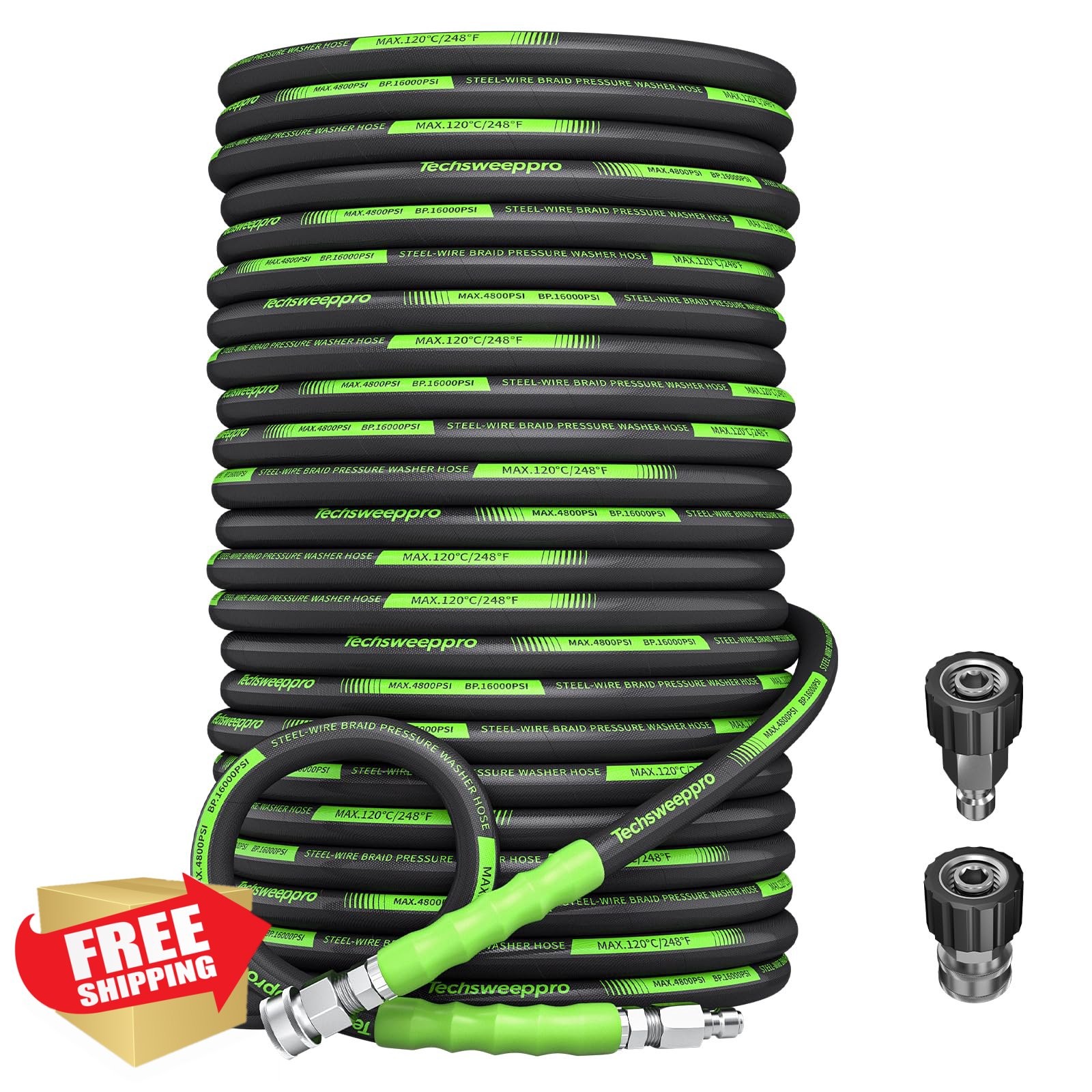 TechSweepPro 100FT Pressure Washer Hose Black