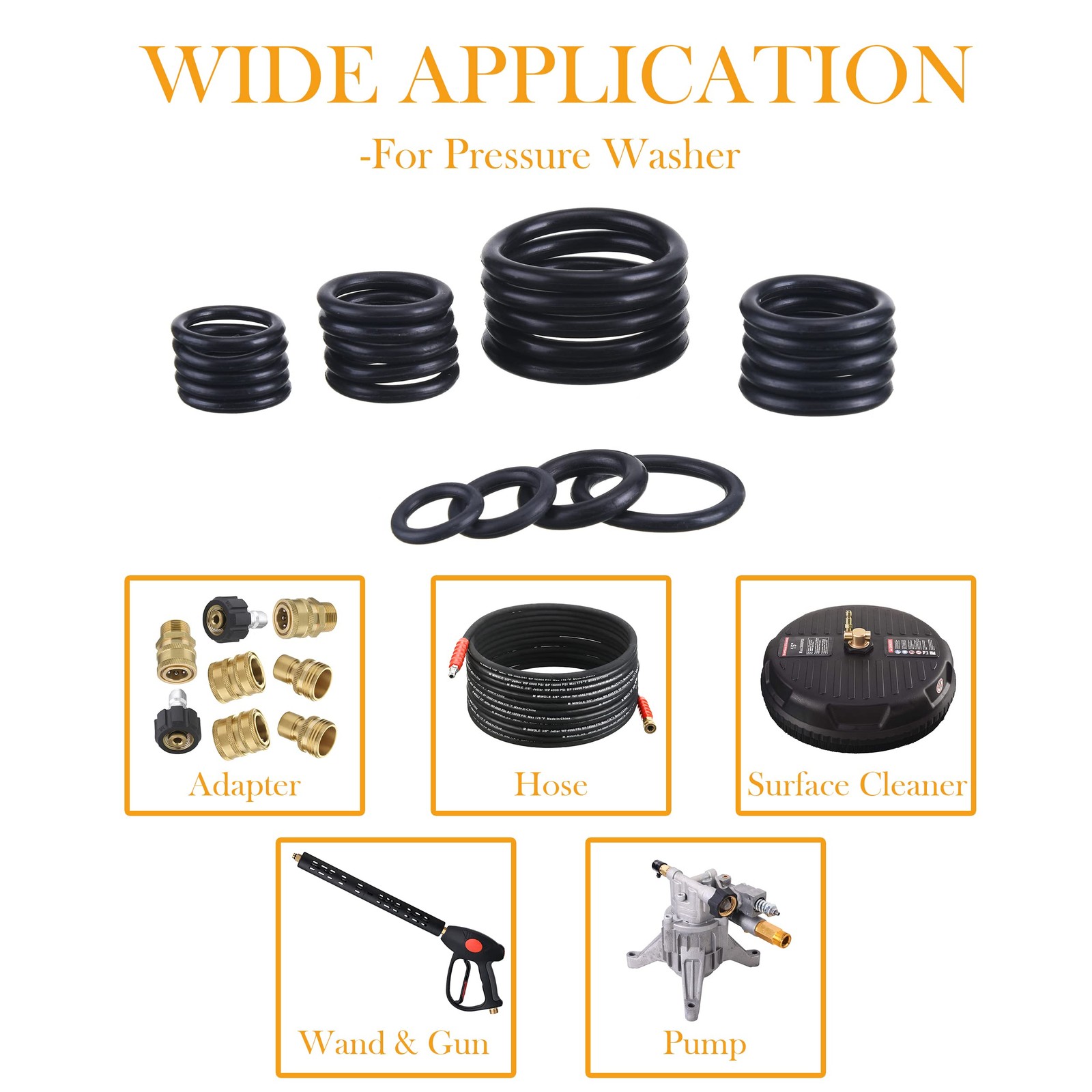 High Pressure Washer O Ring Kit 100 Pieces Rubber Rings