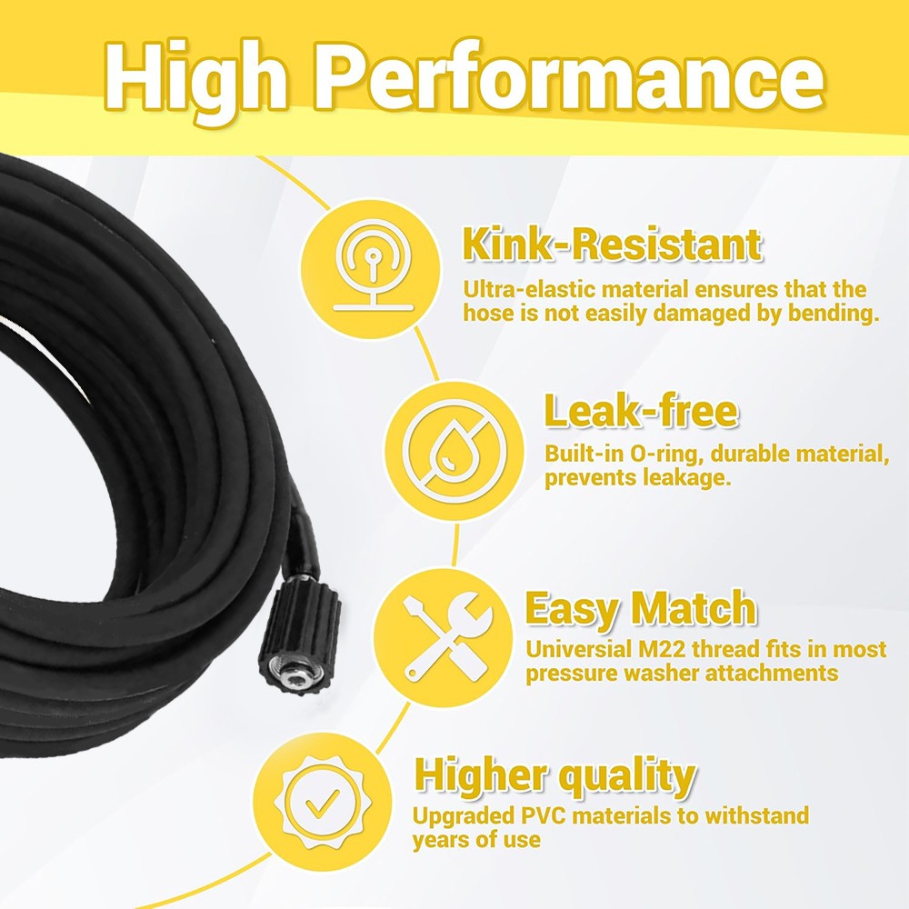 High Pressure 4000PSI Car Power Washer Gun Spray Wand Lance Nozzle and Hose Kit