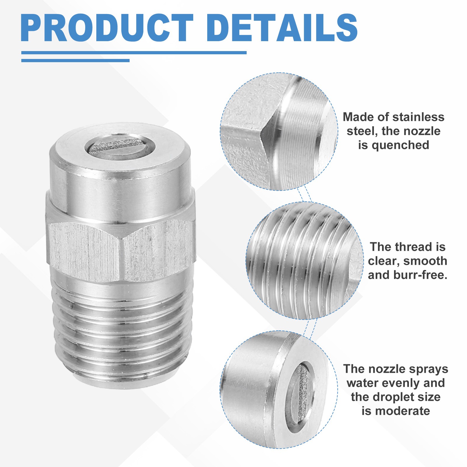 Surface Cleaners Tips Thread Nozzle, 1/4 Inch NPT Male, 050 Orifice, 15 Degree