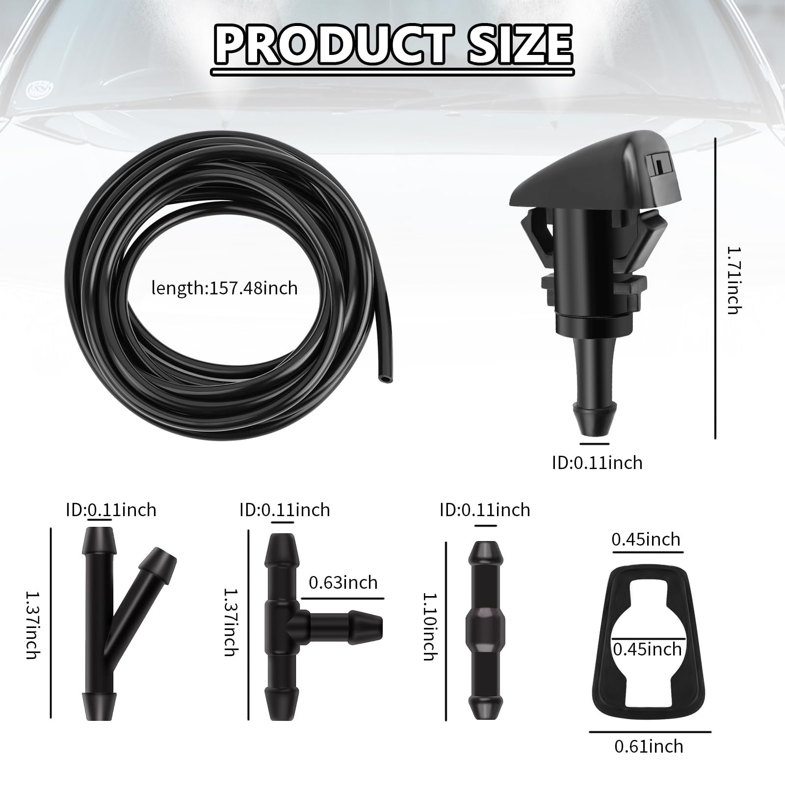 22PCS 13Ft Windshield Washer Hose Repair Kit,Windshield Washer Nozzle Replacemen