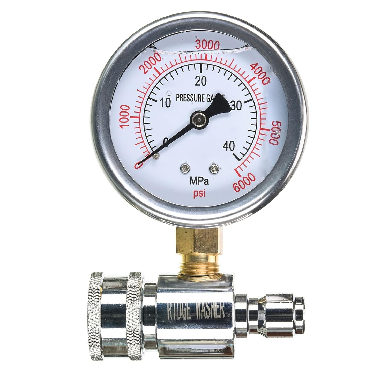 Pressure Washer Gauge with 3/8 Inch Quick Connect Socket and Plug – 6000 PSI New