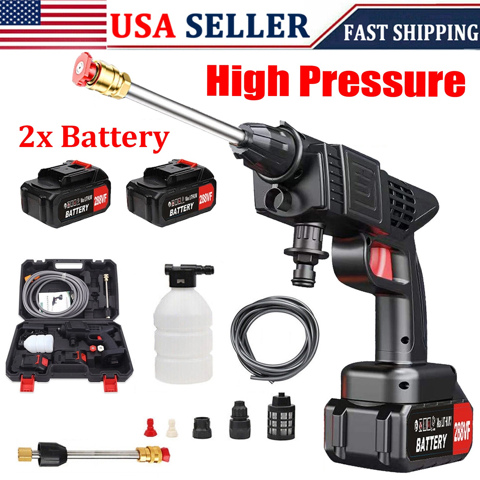 Cordless Electric High Pressure Water Spray Gun Car/Yard Washer Cleaner Tool US