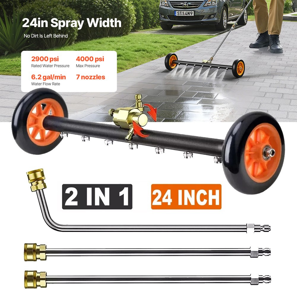 4000 PSI 24″Under Car Pressure Washer Undercarriage Cleaner Underbody Wash Broom