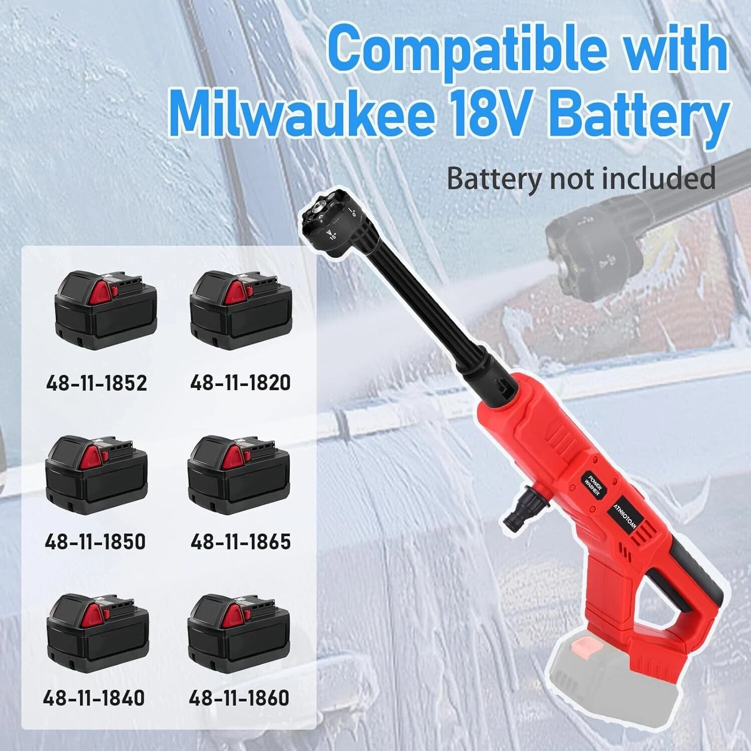Cordless Pressure Washer for Milwaukee 18V Battery, 700PSI 1.2 GPM Portable Han