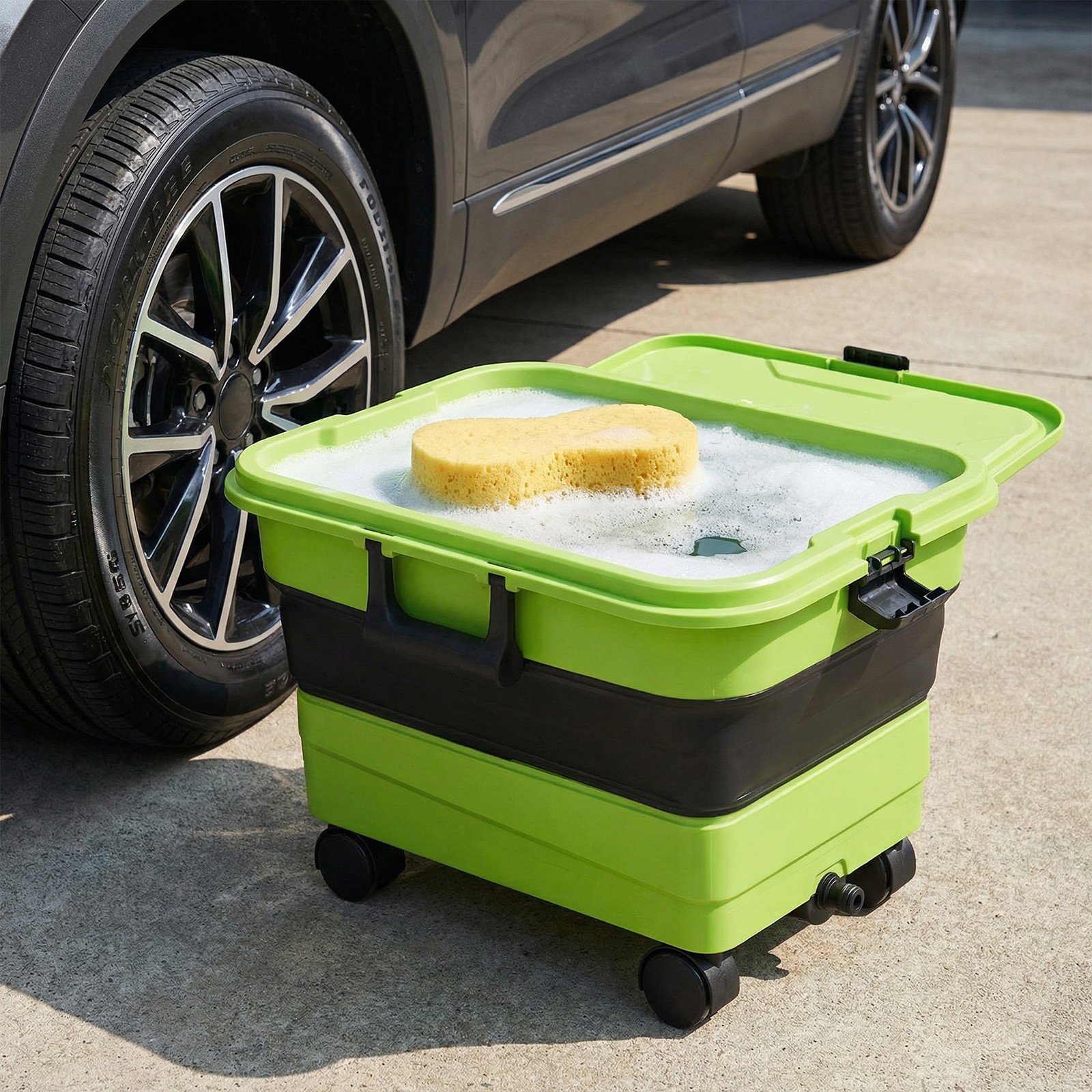 Window Car Cleaning Bucket Large with Handle Professional Cleaner Wash 22L Green