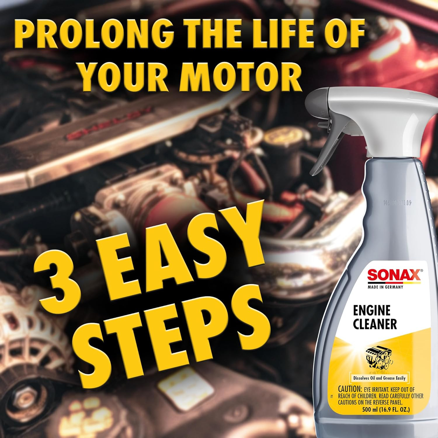 SONAX Engine Cleaner & Degreaser, Powerful Oil/Grease Remover, 500ml – 543200