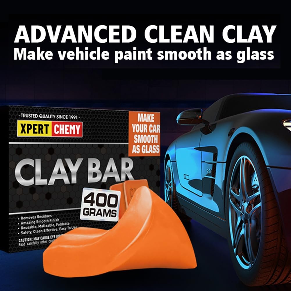 XPERTCHEMY Car Clay Bar 4 Pack 400g(4x100g), Auto Detailing Premium orange