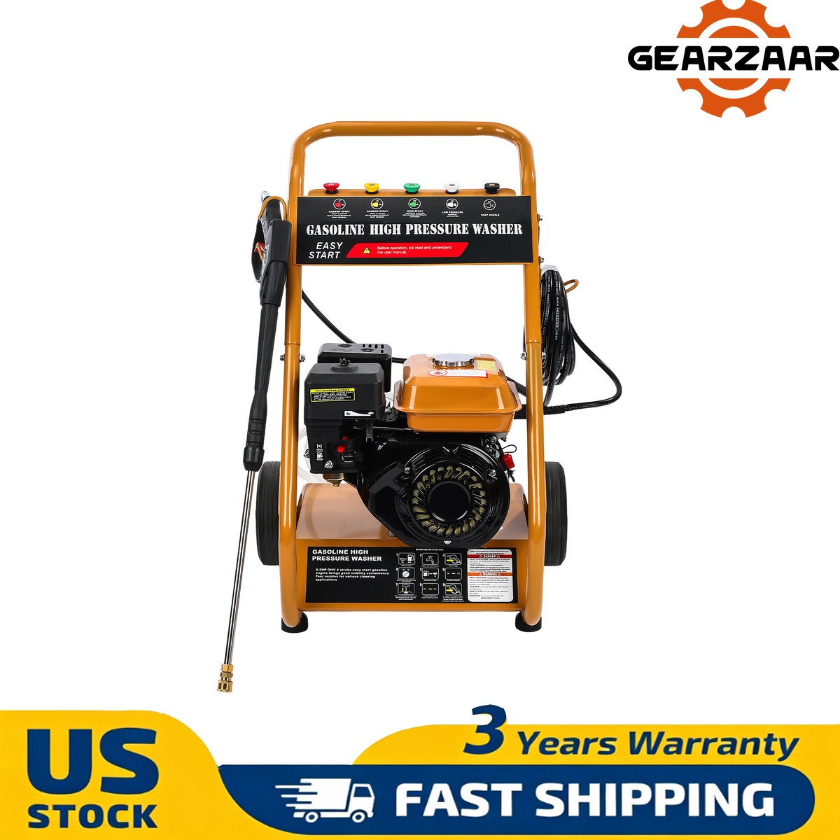 3950 PSI Gas Pressure Washer 0.6 L Oil Capacity 4-Stroke Gas Powered Washer