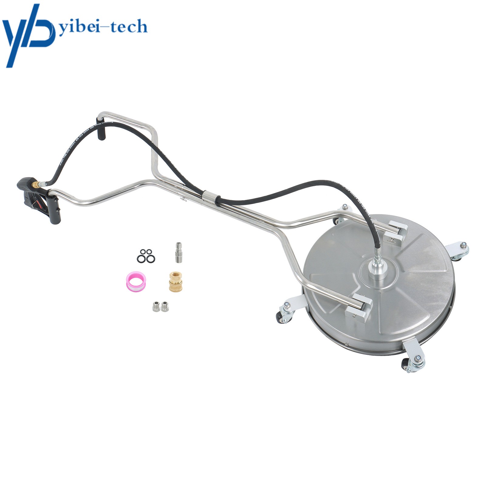 6000PSI 18″ Pressure Washer Surface Cleaner Dual Handle Quick Connect w/ 4Wheels