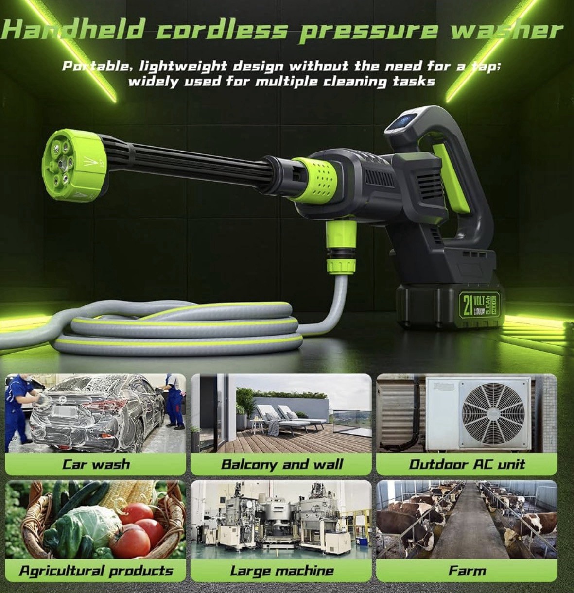 Cordless Pressure Washer, 1060 PSI Brushless Motor, Power Washer.
