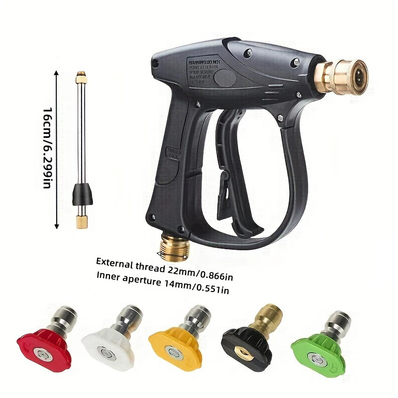 2175PSI High Pressure Washer Gun with M22-14 1/4″ Quick Connect, 5 Nozzles & M14