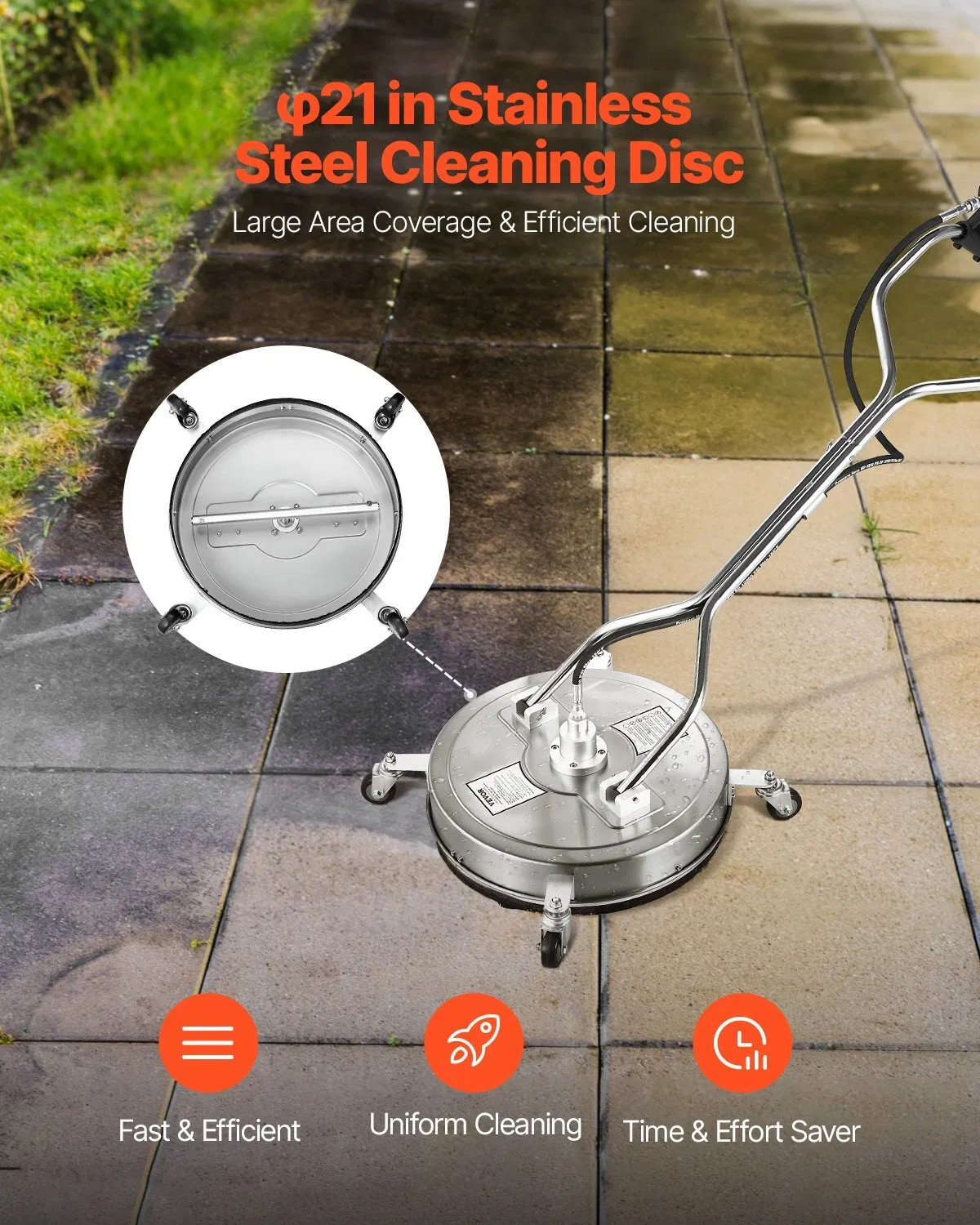 21″ Pressure Washer Surface Cleaner, Stainless Steel Pressure Washer Attachments