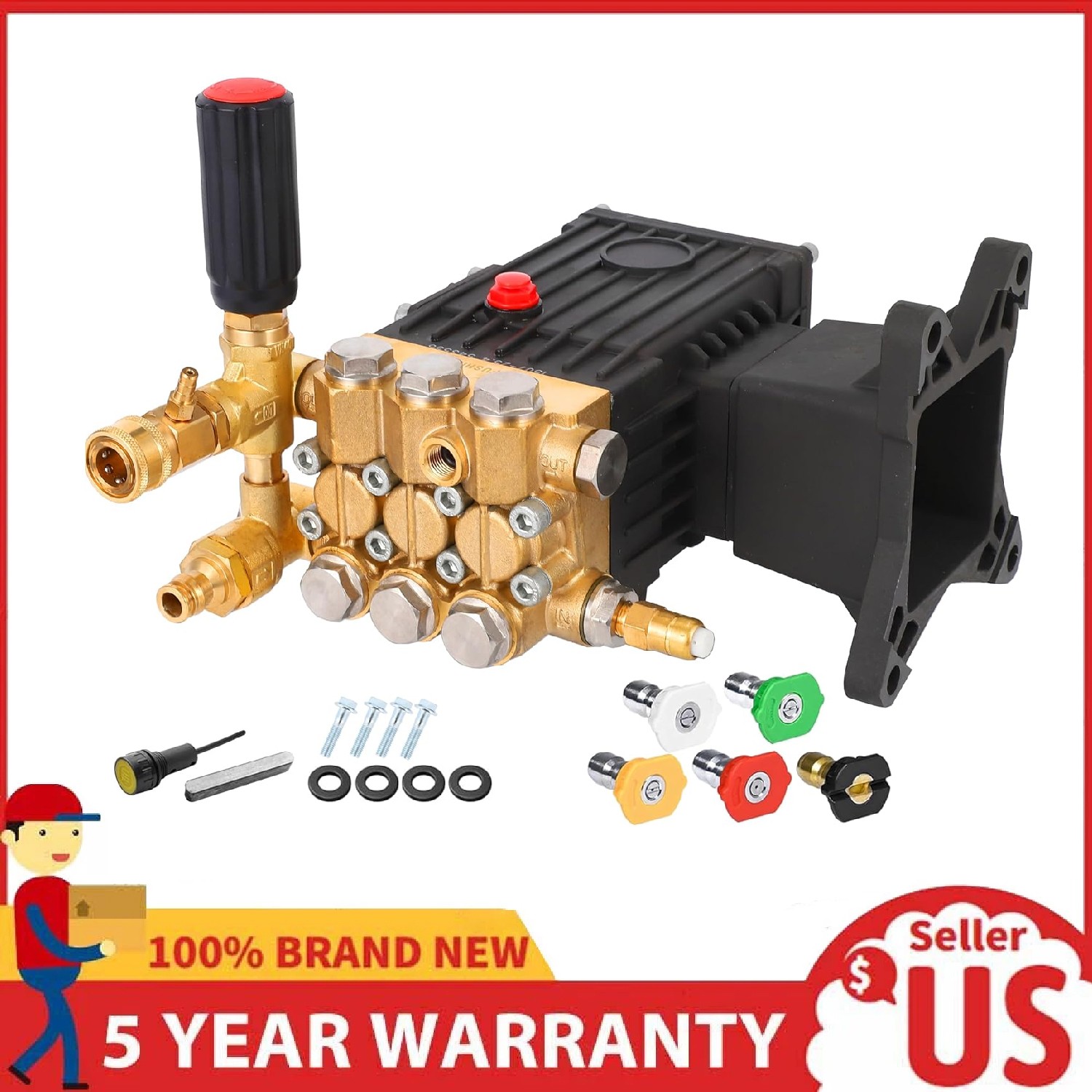 Pressure Washing Pump 4000PSI 4.4GPM 1″ Shaft Horizontal Triplex Plunger Pumps