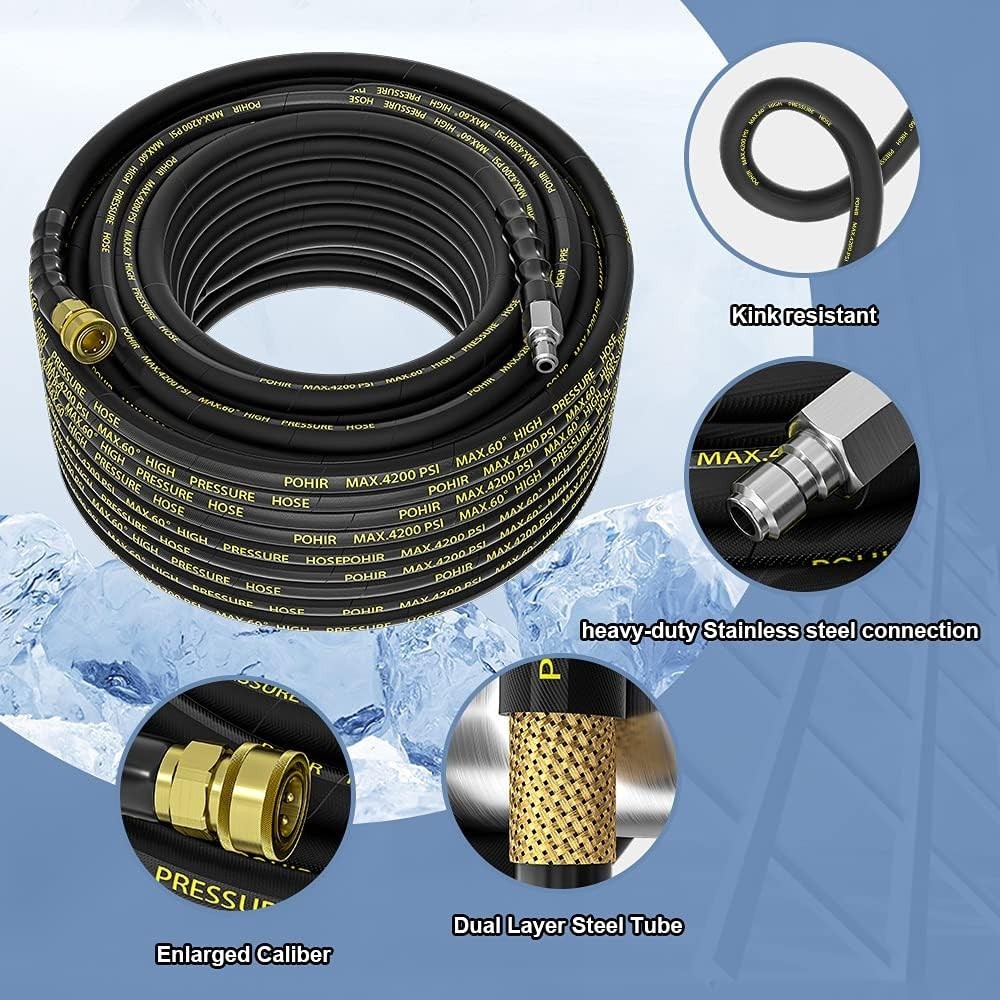 Durable 150ft Pressure Washer Hose, 4200 PSI