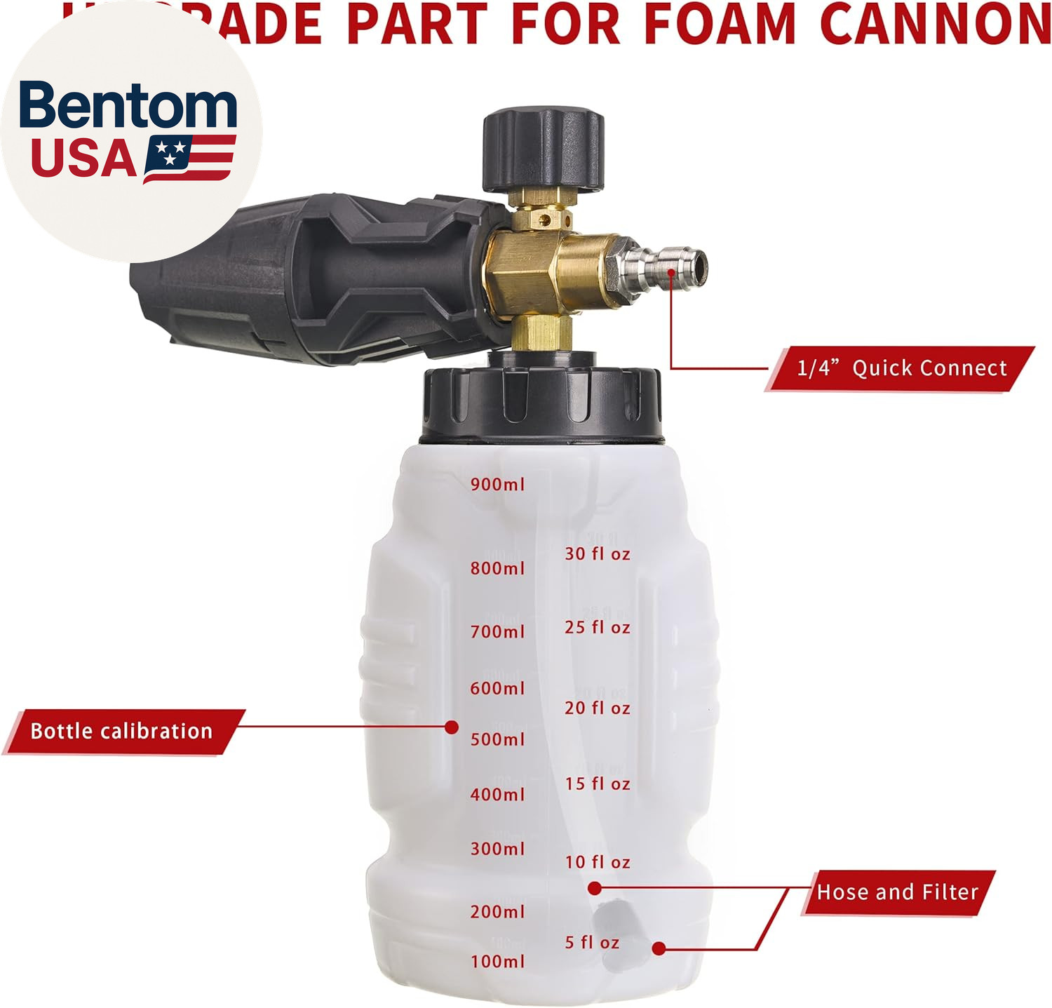 Foam Cannon, 1/4 Inch Quick Connect, Power Washer Foam Cannon with 5 Pressure Wa