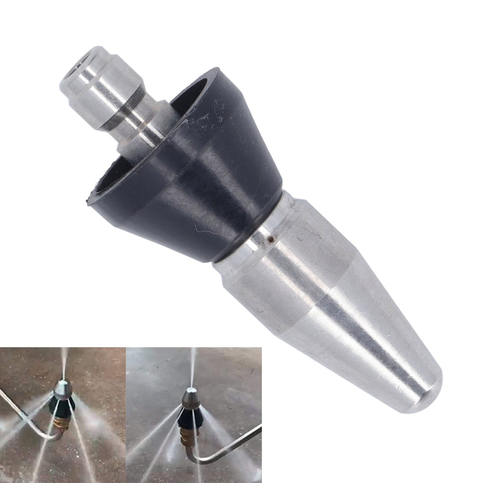 Pressure Washer Nozzle Pointed 5000PSI Large Head Rear 3 Holes 1/4in NPT
