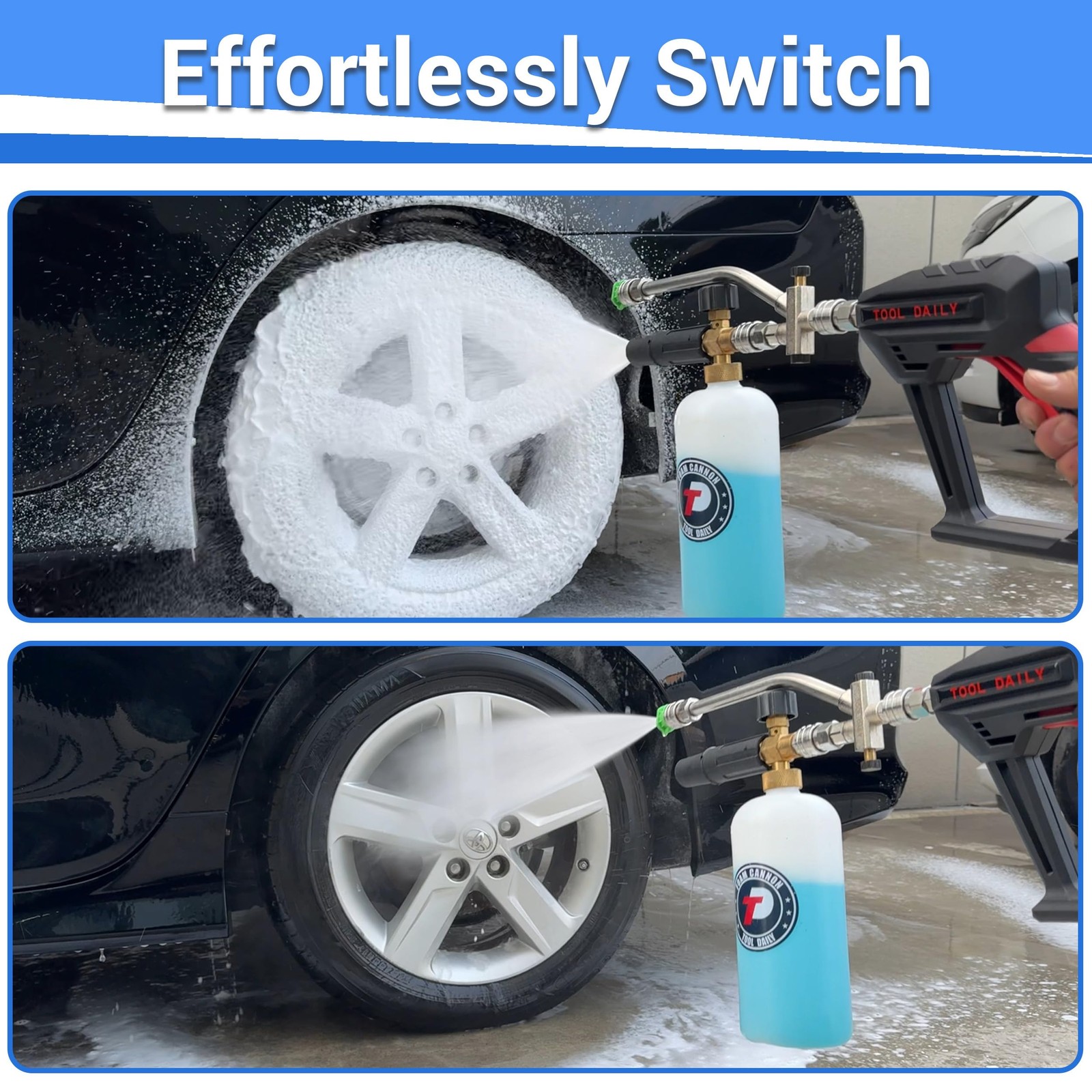 Short Pressure Washer Gun with Foam Cannon, Dual Connector Accessory, 1/4 Inc…